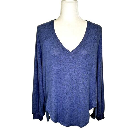 Z Supply Blue V-Neck Soft Long Raglan Sleeve Oversized Sweater Top - Picture 1 of 8
